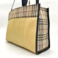 【良品】 BURBERRY バーバリー トートバッグ ハンドバッグ バイカラー ノバチェック 総柄 シルバー金具 ロゴ型押し A4収納 大容量 ナイロン レディース 肩掛け ベージュ 肌色 ブラック 黒色