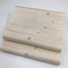 名古屋帯 西陣織 夏帯 絽 白 雪輪花紋 お仕立て込み - メルカリ