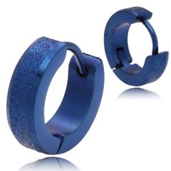 【幅4×内径9mm タイプA 色：ブルー 表面加工 1ペア 】[Adelina Style] 太め フープピアス 人気 つけっぱなし リングピアス レディース メンズ サージカルステンレス 金属アレルギー対応 18G 男女 両耳用 プレゼント