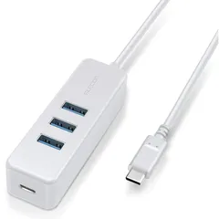 エレコム USBハブ Type-C USB-A 3.0×3ポート USB PD 60W対応Type-C×1ポート ケーブル30cm マグネット付 ホワイト U3HC-T431P5WH 1