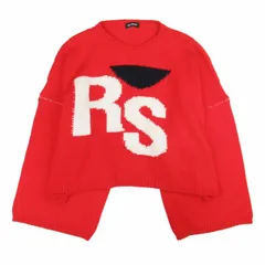 19aw ラフシモンズ RAF SIMONS RSロゴ クロップド ニット オーバーサイズ セーター プルオーバー ヴァージンウール ビッグシルエット S 赤 レッド/☆K91/メンズ☆AA★のサムネイル
