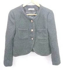 ◇ ⊇ Ada. エイダ ツイード調 ショート丈 長袖 ジャケット サイズS ブラック系 レディース E  【1507080009811】