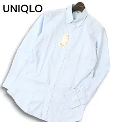 【新品 未使用】 UNIQLO ユニクロ 通年★ 長袖 ボタンダウン ストライプ ファインクロス ドビー シャツ Sz.M メンズ