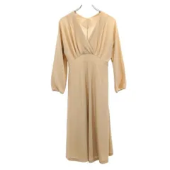 リリーブラウン ラメ入り 長袖 カシュクールカット ワンピース F ベージュ系 Lily Brown ペチコート付き レディース 【中古】  【230519】