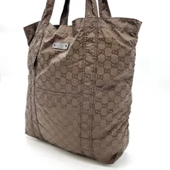 極美品✨ GUCCI エコバッグ トートバッグ GG ブラウン 大容量 ロゴ グッチ GUCCI バッグ （ブラウン） -waja bazar - 海外