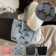 リボン付きバッグ 2way ハンドバッグ ショルダーバッグ かわいい おしゃれ キルティング イブル ヌビバッグ ポケット付き ファスナー 大容量 軽量 軽い 自立 コンパクト 斜め掛け 肩掛け トートバッグ お出かけ くすみカラー