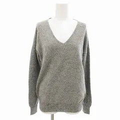 アイシービー iCB 美品 ニット セーター Vネック カシミヤ混 ロゴ刺繍 長袖 S グレー /FF ■GY99