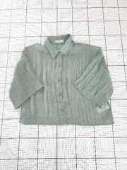 ◇ ⊂ JEANASIS ジーナシス 七分袖 シャンブレーシアーショートシャツ サイズF グリーン系 レディース E  【1508270000380】