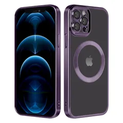 【在庫処分】(パープル) 6.1インチ専用 アイフォン12Pro用カバー マグネット搭載 透明 レンズ保護 耐久性 衝撃吸収 黄ばみなし 指紋防止 ワイヤレス充電対応 MagSafe対応 2023最新 12proケース iphone