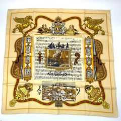 極美品 HERMES エルメス カレ90 IN SALZBURG ザルツブルグにて スカーフ シルク ベージュ
