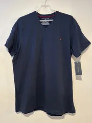 【新品未使用】 TOMMY HILFIGER トミーヒルフィガー M ネイビー 半袖 Tシャツ Vネック ベーシック ロゴ メンズ ★