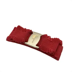 フェラガモ Ferragamo ヴァラ バレッタ ヘアクリップ レッド ゴールド金具 リボン 髪留め レディース【中古】