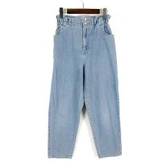 ラブトキシック Lovetoxic デニムパンツ ジーンズ ワイド ハイウエスト フリル ロゴ 160 ライトブルー 女の子 KIDS
