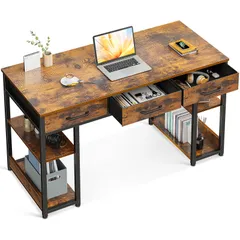desk computer 勉強机 子 ワークデスク ラック付きデスク  引き出し3杯付き ゲーミングデスク スリムデスク 幅120cm おしゃれ パソコンデスク テレワーク用 pcデスク 省スペース 机 ビンテージ ODK