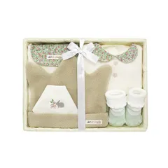 【花柄 うさぎ 8952-0500-HA】Petit Corolle プティコロール 王冠キャップセット カゴM-2(出産祝い ギフト 男の子 女の子 プレゼント かわいい おしゃれ 帽子 靴下 授乳 スタイ 汗とりパット)