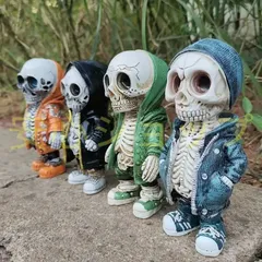 1個、トレンディなストリートスカルパペットオーナメントハロウィンスウェットシャツスカルデコレーション、死者の日の装飾