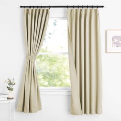 【数量限定】1級 遮光 断熱 防寒 省エネ 冷暖房の効率アップ 防音 カフェーカーテン カーテン 出窓 腰窓 部屋 寝室 幼児園 喫茶店 2枚セット NICETOWN クリーム L 110.00cm x W 100.00cm