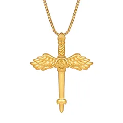 【在庫処分】ペンダントトップ 祈る手 スカル K18 ゴールド 十字架 シルバー かっこいい メンズ レディース ネックレス ユニセックス アクセサリー[幅2.5mm クロス 長61cm ベネチアンチェーン [VEXXS] 付き]