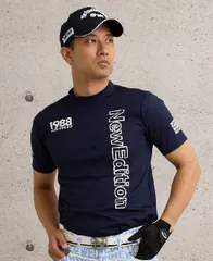 【NewEdition GOLF🄬公式】ゴルフウェア メンズ ゴルフ モックネックシャツ 襟付 半袖 春 夏 速乾吸収 ハイネック シャツ 半袖 シャツ スポーツ素材 シャツ ・ニューエディションゴルフ 父の日 売れ筋 NEG-323(ネイビー、Lサイズ)