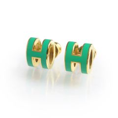エルメス ポップアッシュ ミニ ポップ H ピアス マラカイト グリーン 緑 ゴールド金具 箱付 HERMES（新品・未使用品）