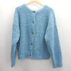 ◇ ⊇ Lugnoncure ルノンキュール 長袖 クルーネックカーディガン サイズF ライトブルー系 レディース E  【1503060050101】