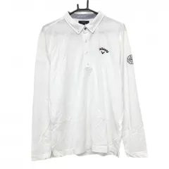 ★SALE価格★キャロウェイ 長袖ポロシャツ 白×ネイビー ロゴ刺しゅう ボタンダウン メンズ LL ゴルフウェア Callaway