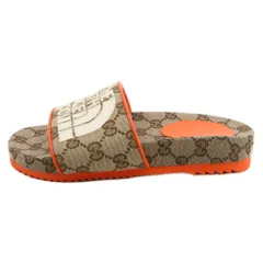 GUCCI (グッチ) 22SS × THE NORTH FACE ザノースフェイス GGキャンバス スライドミュール サンダル ブラウン 679947