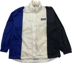 90s ☆ adidas 裏メッシュ◎ ナイロンジャケット ウィンドジャケット ネイビー ホワイト ブラック 春秋 古着 ビンテージ アディダス■BE234