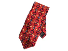 【お得なクーポン配布中!】 イタリア製 高級 100% シルク ハンドメイド パオロ グッチ ネクタイ 古着 PAOLO GUCCI ビット 総柄 ブランド メンズ マルチカラー チェーン