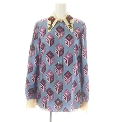 GUCCIグッチフルーツ柄果物カラフルシャツブラウスイエローシルク