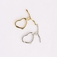 1個 真鍮製 金アレ対応 14KGP 色褪せにくい Open Heart マンテル 留め具 連結 クラスプ チャーム アクセサリーパーツ コネクター 手芸 ハンドメイド