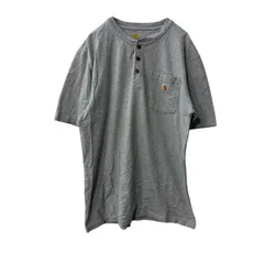 Carhartt 半袖 ロゴTシャツ M グレー カーハート プルオーバー オリジナルフィット ヘンリーネック 古着卸 アメリカ仕入 a706-5463