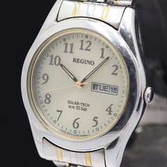 稼働品 シチズン REGNO ソーラー 腕時計 メンズ 防水 デイデイト 蓄光 