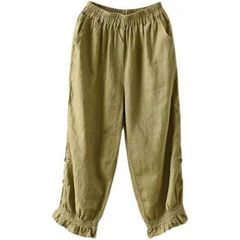 新品 バルーンパンツ 綿麻パンツ ゆったり パンツ 綿麻 風 無地 ゆったり ポケット付き 大きいサイズ 春 夏 レディース 麻 通勤 ガウチョパンツ オフィス カジュアル ゴム kkkfxc