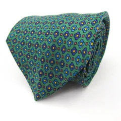 ヴァレンチノ ブランド ネクタイ 花柄 ドット 小紋柄 シルク イタリア製 PO  メンズ グリーン Valentino 【中古】