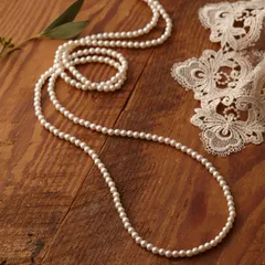 ネックレス レディース パール 真珠 2連 ロングネックレス 首回り約148cm 直径6mm 長い 長め ドレスに合う 大人 上品 気品 繊細 エレガント ゴージャス 美しい シンプル パーティー 誕生日 バースデー 結婚式 二次会 卒業式 入学式