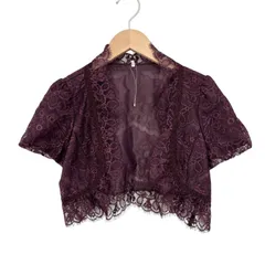 RE204 【タグ付き美品】CATLE CLUB  キャトルクラブ　半袖　レースボレロ　ショート丈　パープル　紫　レディース　サイズ13号　日本製　結婚式　パーティー