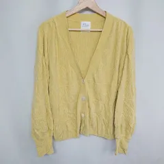 ◇ ⊇ ADAM ET ROPE アダムエロペ コットン100% 長袖 カーディガン サイズM イエロー系 レディース E  【1408220061822】