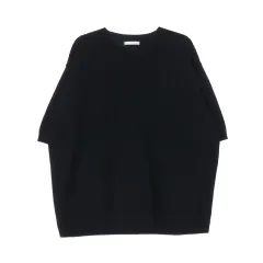XL ZARA(ザラ) 黒 オーバーサイズ リブ 半袖 ニット セーター Tシャツ