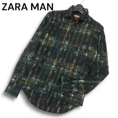 ZARA MAN ザラ マン 通年★ SLIM FIT 長袖 花柄 フラワー 総柄 チェック シャツ Sz.M　メンズ