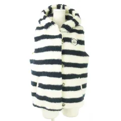 ロキシー ROXY ジャケット ベスト 中綿 ボア フーディー フロントボタン ボーダー ロゴ もこもこ M 白 ホワイト /AO1のサムネイル