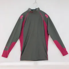 古着　美品　UNDER　ARMOUR　アンダーアーマー　レディース　長袖カットソー　ポリエステル　グレー　ロゴ　ピンク　サイズ不明