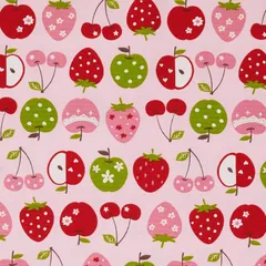 新品 KIYOHARA 生地 女の子 撥水 オックス 110cm巾×1mカット フルーツ ピンク 入学・入園グッズ3点の レシピ付き WRFR-1M