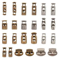 【即日発送】PandaHall PH 約24個/セット 9種 2色 合金 スプリングコードロック スプリングコードストッパー 紐ホルダー コードロック ひもトレ 紐止め リュックサック・運動シューズなど ロープ ストッパー トグルストッパー