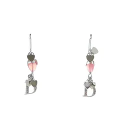 クリスチャンディオール Christian Dior ピアス アクセサリー 両耳用 ハート Dロゴ チャーム ラインストーン シルバー色 ■GY11 /MQ ■OH