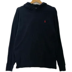 POLO RALPH LAUREN ポロラルフローレン フーディー ポニー刺繡 ロンT フード ワンポイント刺繍 PERU製 175/96Aサイズ ブラック