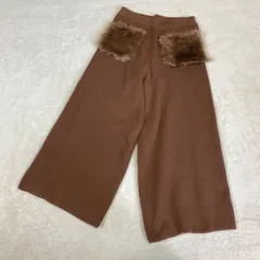 【セシルマクビー】パンツ　茶　ワイド 美品　ファー Y2K　フェアリーグランジ　森ガール　平成ギャル　パンク系　姫ギャル　鬼ファー