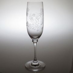 マイセンクリスタル シャンパングラス ● フラワー エングレーヴィング シャンパンフルート 21.5cm 花柄 ブーケ GS1 マイセン Meissen 