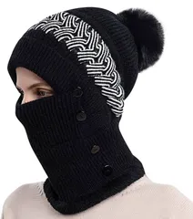 【送料無料】【在庫薄】1点限り　Pawinpaw ニット帽子 女性 ニットキャップ  裏起毛 ボア 防寒防風　フリーサイズ