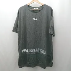 ◇ ⊂ FILA フィラ ワンポイント刺繍　メッシュ 七分 デザインスポーツカットソー サイズ4L グレー系 メンズ E  【1507030008758】